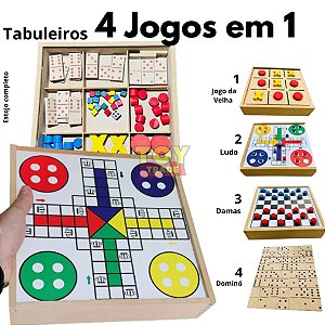 Jogos de Mesa 5x1 Xadrez, Dama, Ludo, Trilha, Jogo da Velha