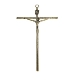 Crucifixo em Modelo Estilizado de Parede cor Ouro Envelhecido 19,7cm
