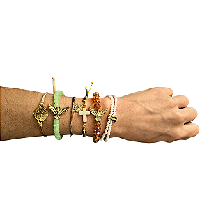Kit Pulseiras Femininas Jovens Católicos "Maria Passa Na Frente"