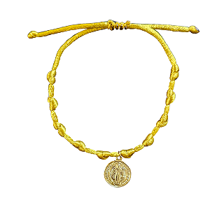 Pulseira Dezena Nozinho com Medalha de São Bento Dourada