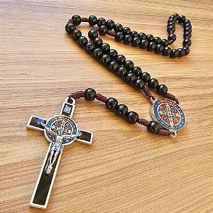 Terço de São Bento Original Preto com Medalha Colorida
