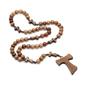 Terço Franciscano de Madeira Imbuia com contas de 8mm