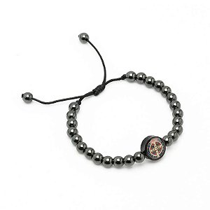 Pulseira da Medalha de São Bento em Hematita 6mm