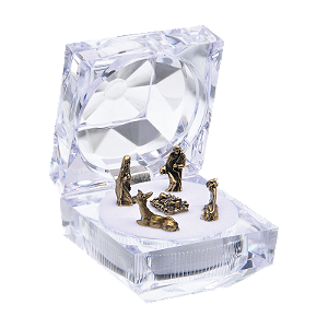 Presépio na Cor Ouro Velho de Acrílico – Símbolo de Fé e Amor no Natal