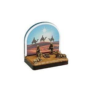 Mini Presépio de Natal Feito de Madeira e Acrílico