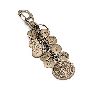 Chaveiro dos 10 Mandamentos com Medalha São Bento