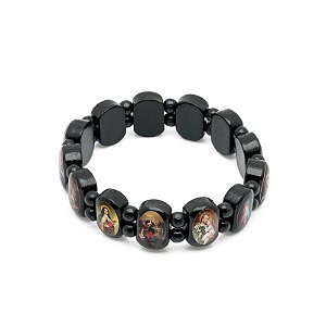 Pulseira dos 13 Santos da Igreja de Madeira Preta Fosca