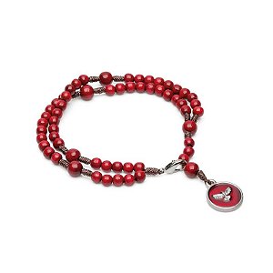 Pulseira do Espírito Santo em Madeira Vermelha com Medalha