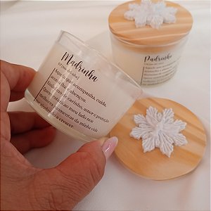 Vela aromática 100g com Aplique Divino Espírito Santo, Lembrancinha Batizado, Personalizada