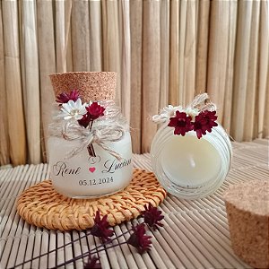 Kit 10 Mini Vela aromática com flores, lembrancinha Casamento, Batizado, Aniversário, Personalizada