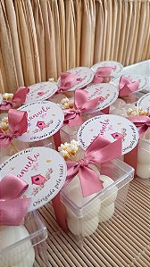 Kit 10 Velas Mini Bubbles na caixinha de acrílico, lembrancinha Casamento, Batizado, Aniversário, Personalizada
