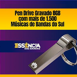 Pen Drive Gravado 8GB com mais de 1.500 Músicas de Bandas do Sul