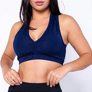 Top Feminino Fitness Nadador Básico Decote V Com Bojo Removível em Suplex