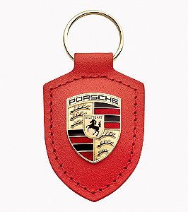 Chaveiro de couro Emblema Porsche Laranja Lava - Edição especial