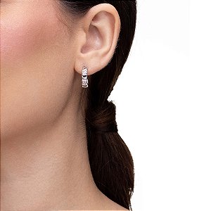 Brinco Argola Inspire Bulgari Pequena Ródio Branco