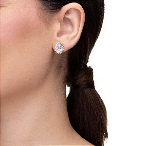 Brinco Pequeno Gota Zircônia E Micro Zircônia Cristal