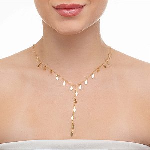 Colar Gravatinha Medalhas Folha Lisa