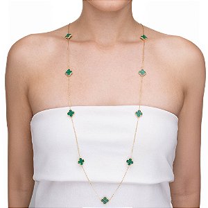 Colar Longo com 10 Trevos Verdes Inspir