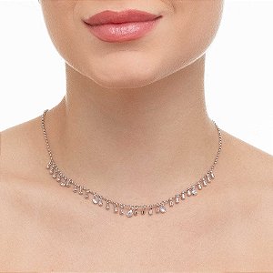 Choker Gotas Pesinho com Ponto de Luz Ródio