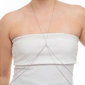 Body Chain com 2 fios com Ponto de Luz Central Ródio
