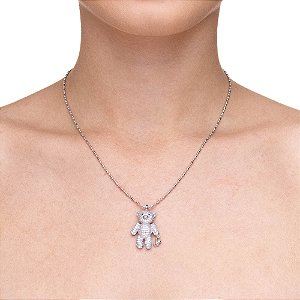 Colar Urso Tomy Cravejado Ródio