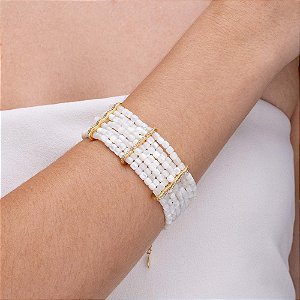 Pulseira Madrepérola com detalhe em banho de Ouro 18K