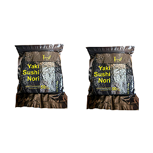 Alga Marinha Yakisushi Nostimo Nori Black 140g com 50 folhas KIT 2X