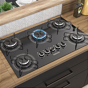 Cooktop Itatiaia 4 Bocas Vidro Preto Chama Rapida Bivolt