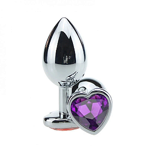 Plug com Pedra Coração Roxo Tam. P