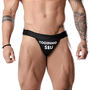 Cueca Jockstrap Fetiche Preta – Com Frase