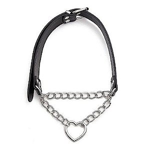 Coleira Bondage com Corrente e Detalhe Coração