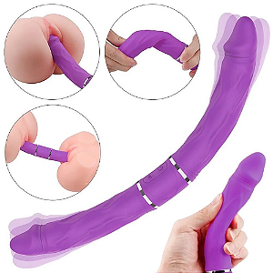 PÊNIS DUPLO DILDO 9 VIBRAÇÕES 35X3,5CM