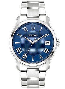 Relógio Bulova Prata | Classic | Quartz | Azul Marinho | 96B386