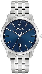 Relógio Bulova Prata | Classic | Quartz | Mostrador Azul Marinho | 96B338