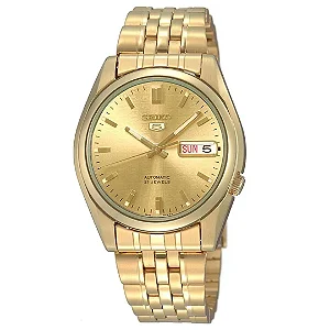 Relógio Seiko 5 Clássico Automático Dourado SNK366B1