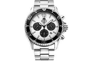 Relógio Orient Solar Mako RA-TX0203S10B Panda – Cronógrafo Solar e Vidro de Safira
