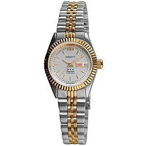 Relógio Orient 3 Estrelas Automático Dourado Prata 559EB3NH B1SK