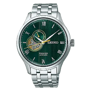 Relógio Seiko Presage Zen Garden Open Heart Automático Verde SSA463J1