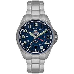Relógio Orient 3 Estrelas Sport Land GMT Automático Azul NH3SS017 D2SX
