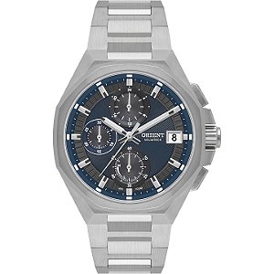 Relógio ORIENT Solartech Cronógrafo Azul MBSSC295 D1SX Safira 100m
