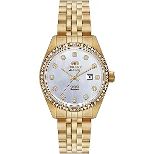 Relógio Orient 3 Estrelas Feminino Automático Dourado NH5GG001 B1KX