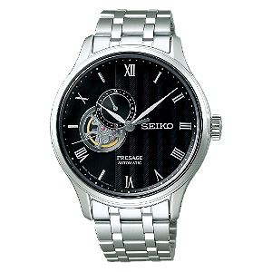 Relógio Seiko Presage Zen Garden Open Heart Automático Preto SSA377J1