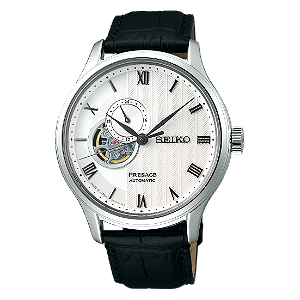 Relógio Seiko Presage Zen Garden Open Heart Automático Branco SSA379J1