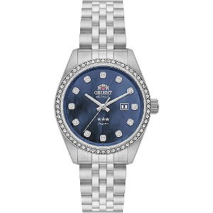 Relógio Orient 3 Estrelas Feminino Automático Madrepérola Azul NH5SS001 D1SX