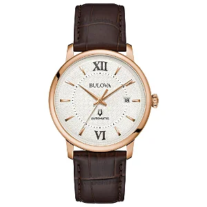Bulova Classic Hudson Automático Prata Rose Gold 97B225