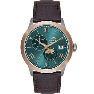 Relógio Orient Special Caliber Sun & Moon Automático Verde Rose Gold YN6MC034 E3NX