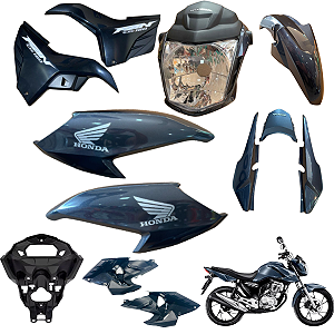 KIT CARENAGEM CG FAN 160 CINZA EMBARE 2024 COMPLETO