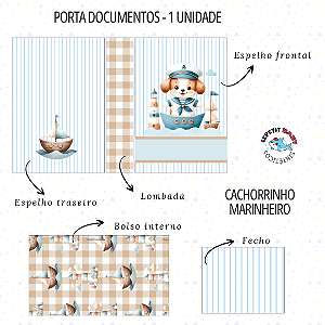 Sintético Dollaro - PAINEL PORTA DOCUMENTOS - CACHORRINHO MARINHEIRO