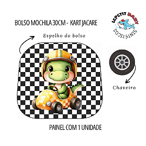Sintético Dollaro - BOLSO MOCHILA 30CM - KART JACARE (VOLTA AULAS 2025)