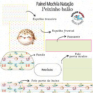 Sintético Dollaro - PAINEL MOCHILA NATAÇÃO PEIXINHO BALÃO